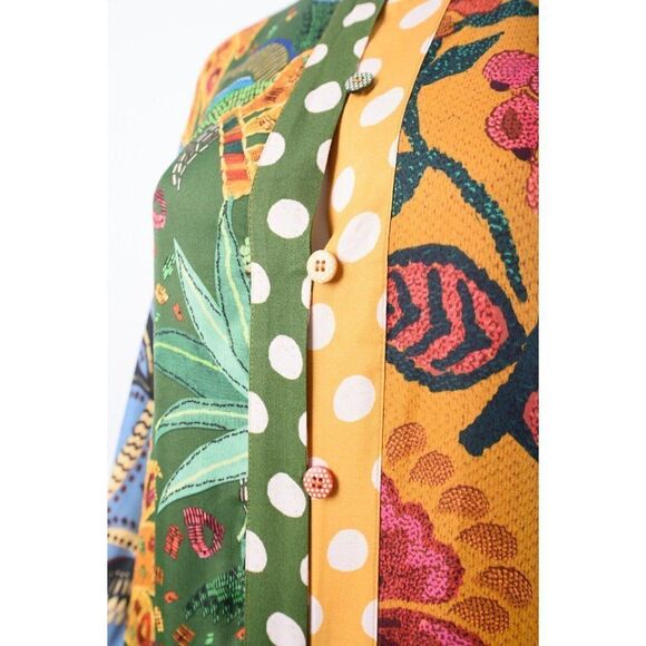 Farm Rio Womans Earth Rainbow Shirt Dress Midi Chemise Sz S Multicolor Midi NWT - Picture 4 of 6